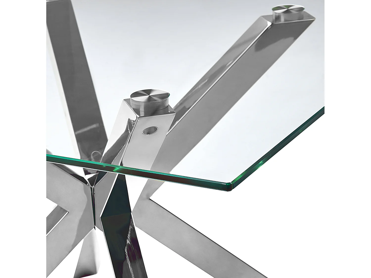 Couchtisch transparent Glas Metallgestell quadratisch 70x70cm silber Starlight