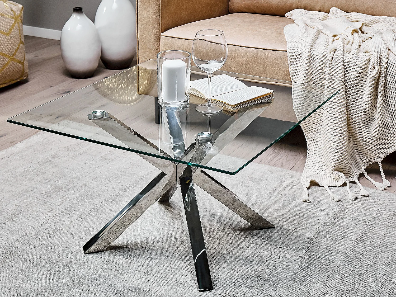 Salontafel STARLIGHT Veiligheidsglas Zilver