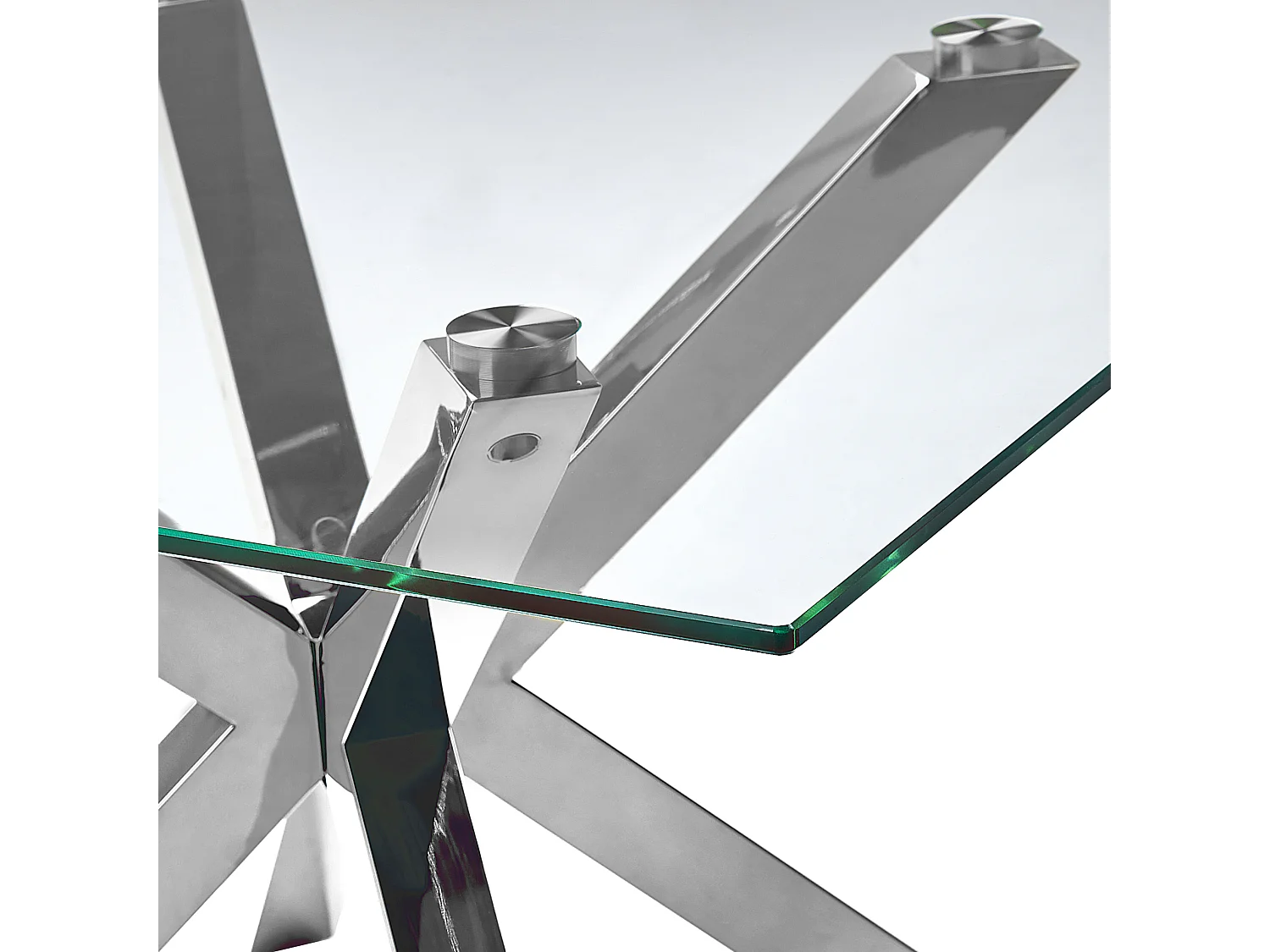 Couchtisch transparent Glas Metallgestell quadratisch 70x70cm silber Starlight