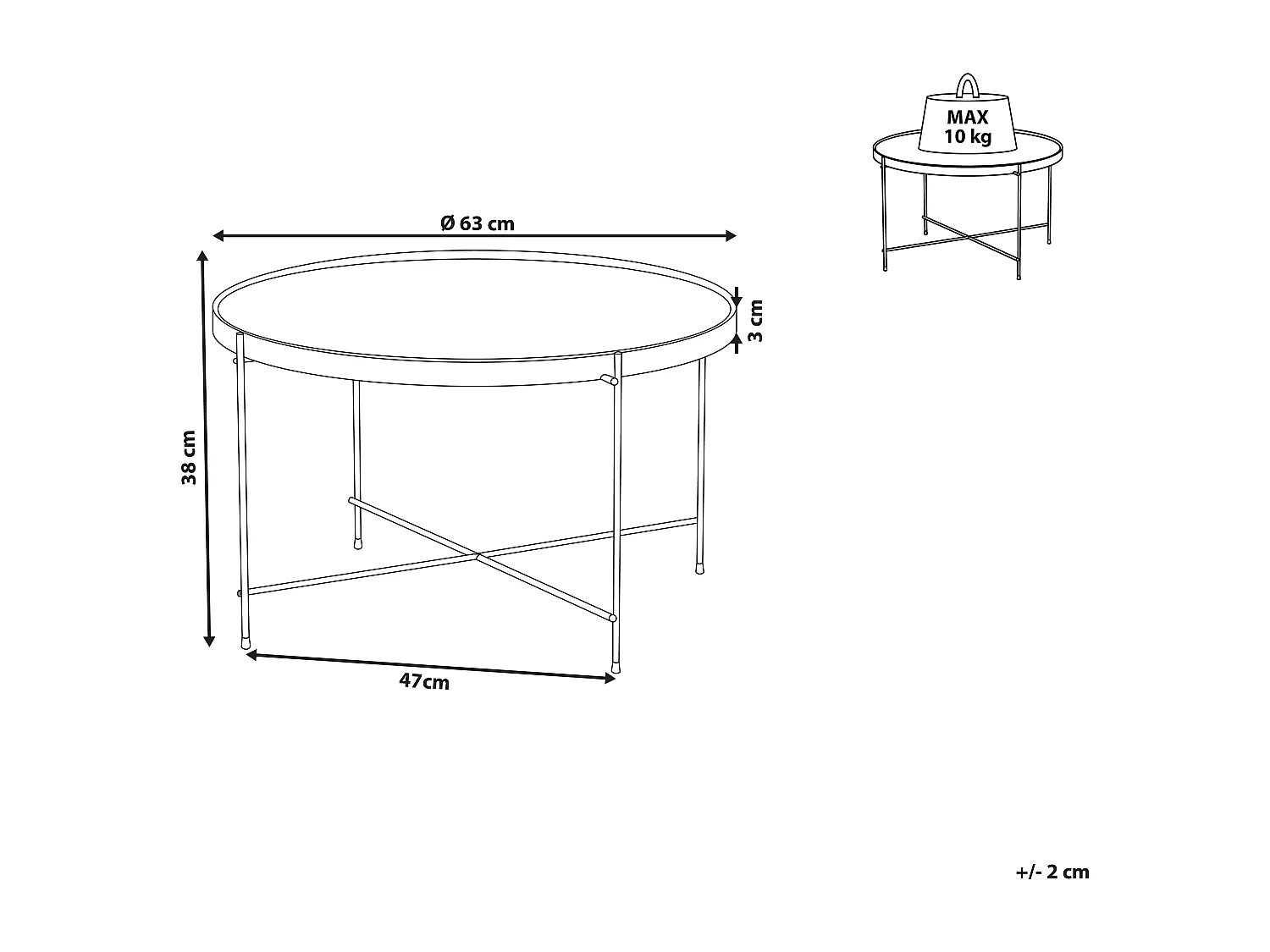 Table d'appoint LUCEA Verre de sécurité Doré