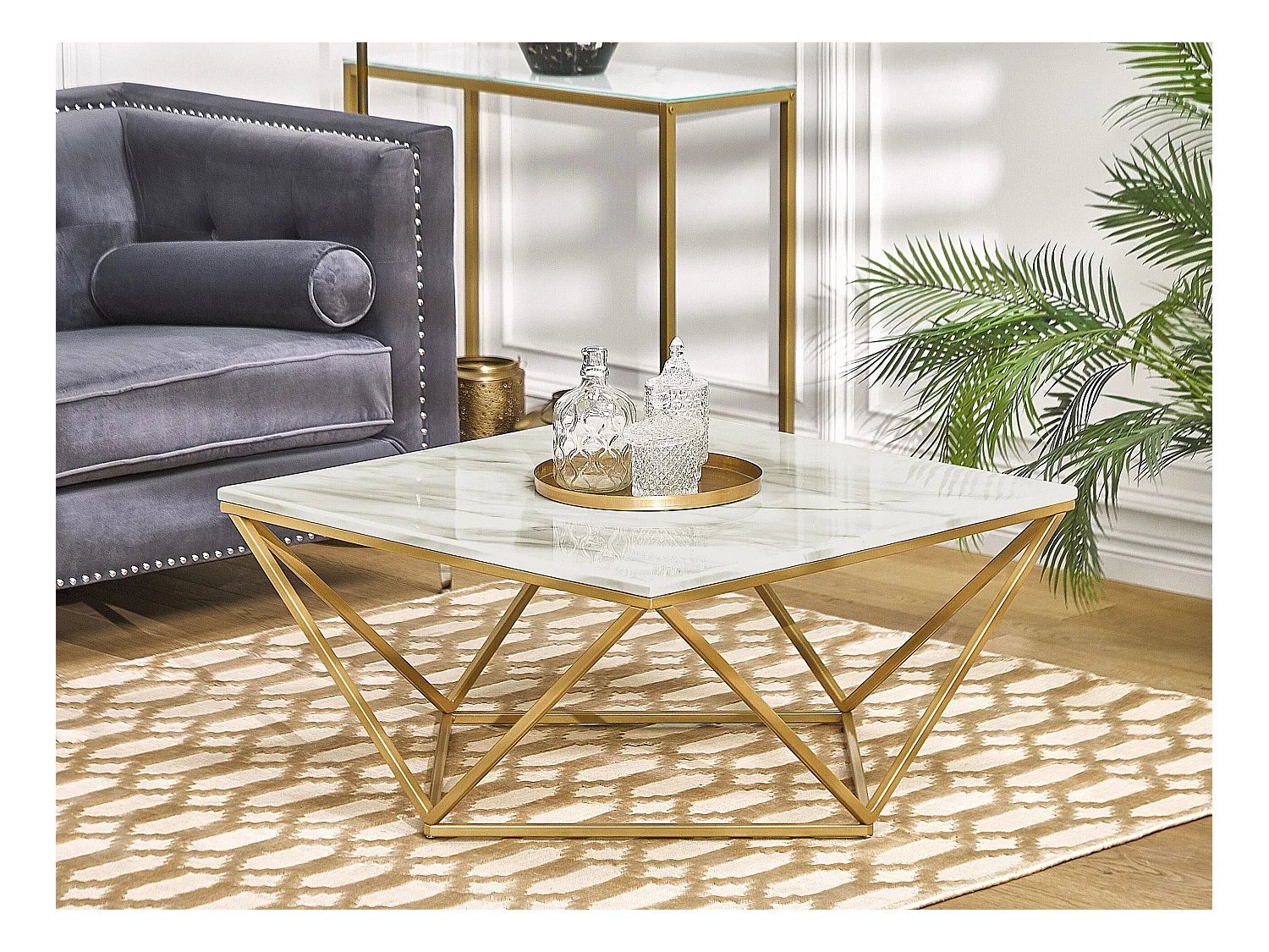 Table basse MALIBU Marbre/doré