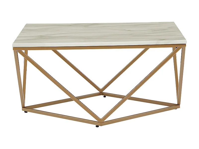 Moderner Couchtisch mit Marmor-Effekt in Beige/Gold Malibu