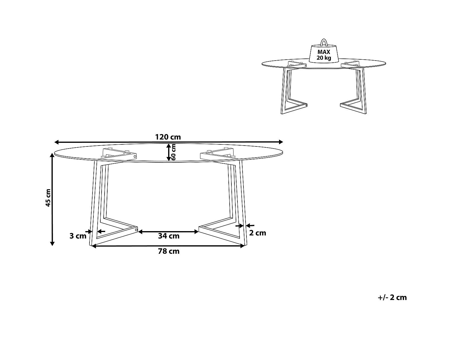 Table basse FRESNO Verre Doré