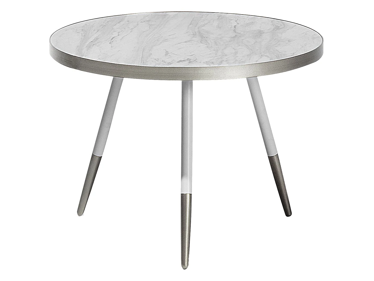 Couchtisch Marmor Optik weiß / silber ⌀ 61 cm RAMONA