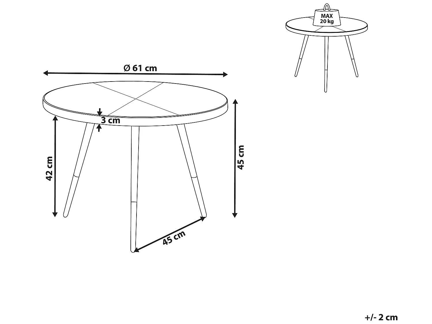Couchtisch Marmor Optik weiß / silber ⌀ 61 cm RAMONA
