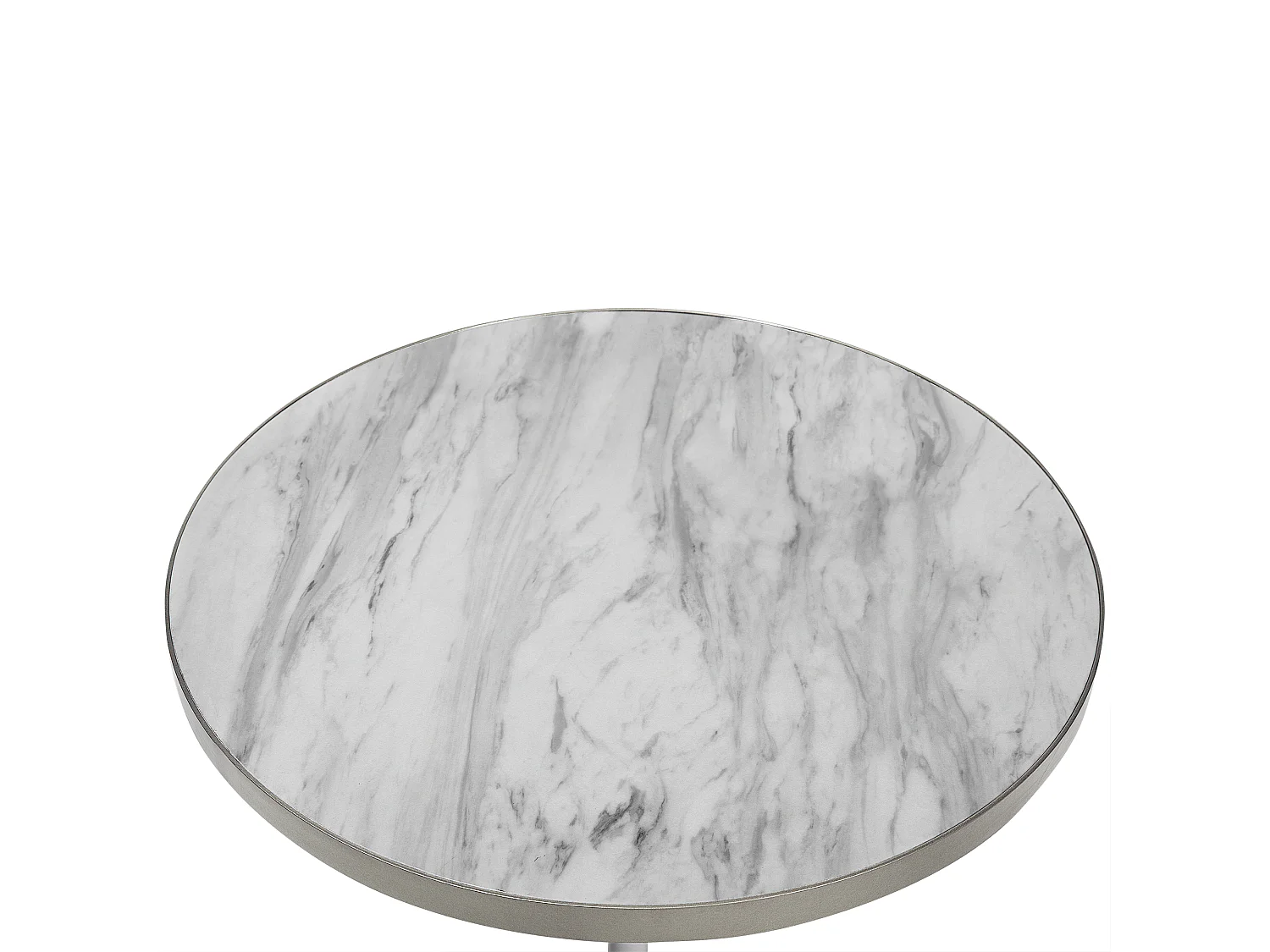 Couchtisch Marmor Optik weiß / silber ⌀ 61 cm RAMONA