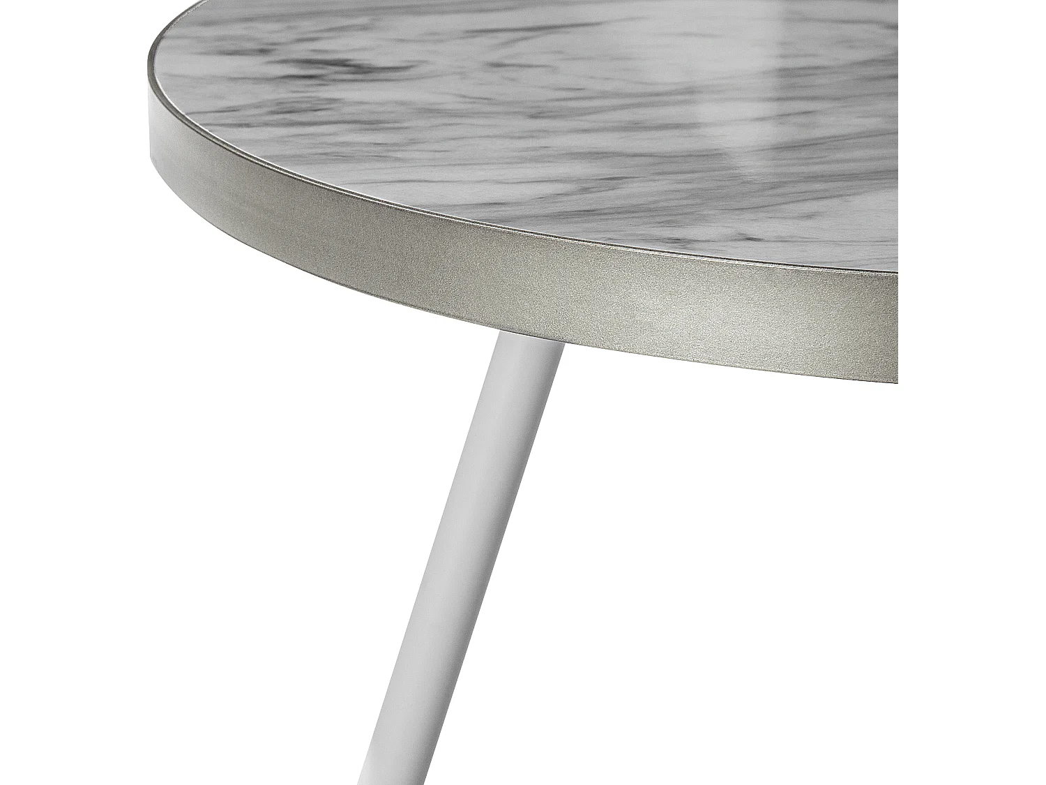 Couchtisch Marmor Optik weiß / silber ⌀ 61 cm RAMONA
