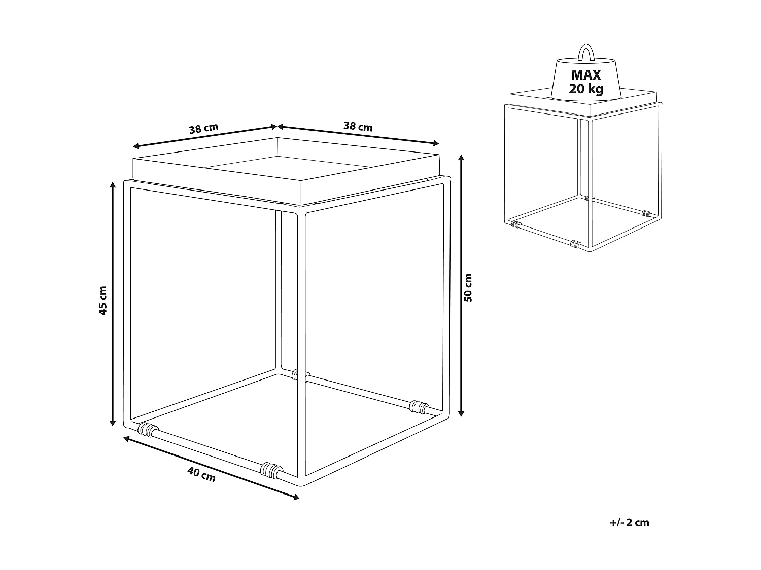 Table d'appoint SAXON Métal Blanc