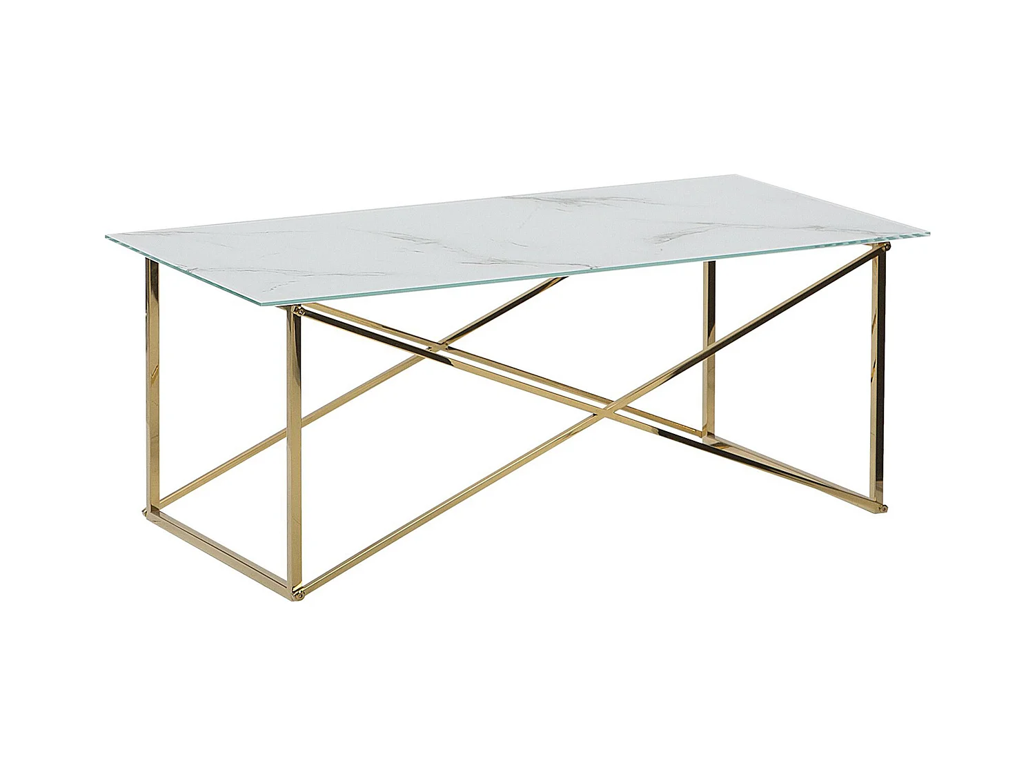 Table basse EMPORIA Verre de sécurité Marbre/doré
