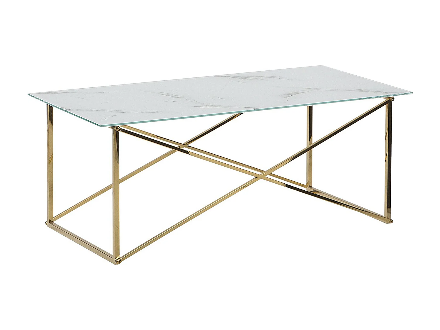 Table basse EMPORIA Verre de sécurité Marbre/doré