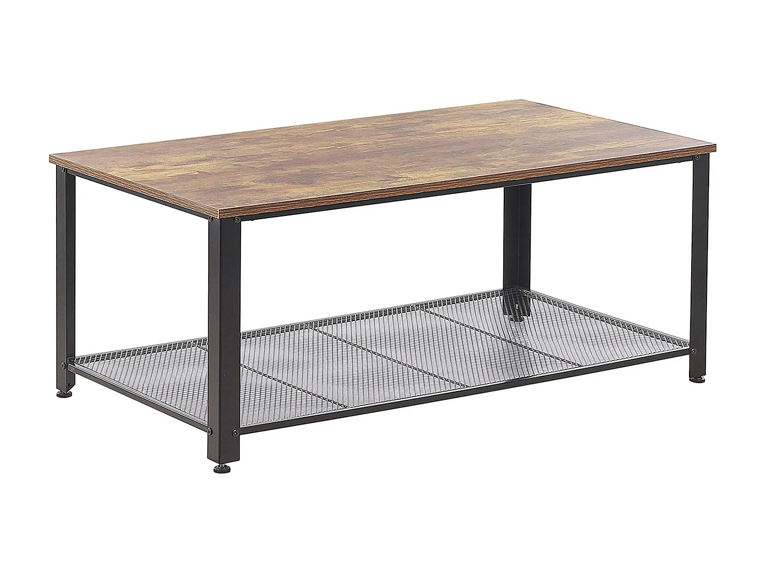 Stabiler Couchtisch in dunklem Holzfarbton mit praktischem Ablageboden 106 x 60 cm Aston