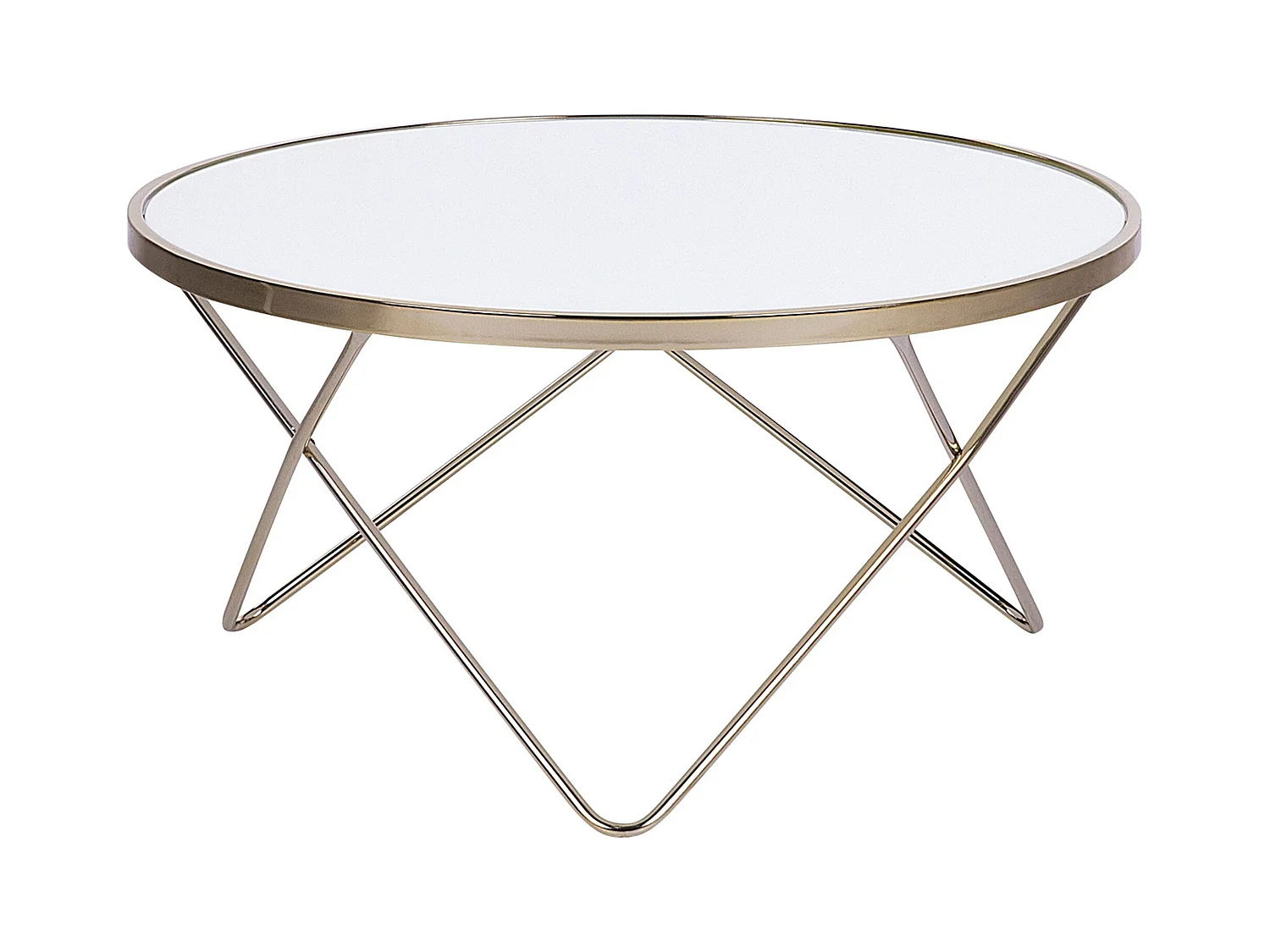 Table basse MERIDIAN Verre de sécurité Blanc/doré