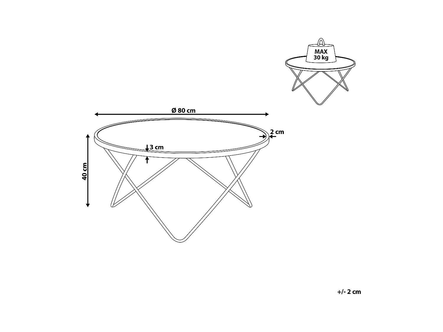 Stolik kawowy MERIDIAN Szkło hartowane Biały/ złoty