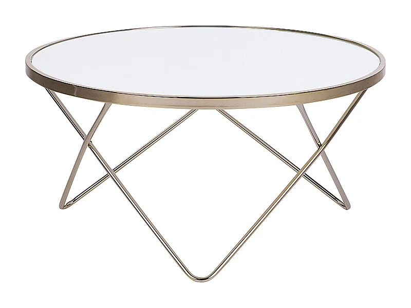 Salontafel MERIDIAN Veiligheidsglas Wit/goud