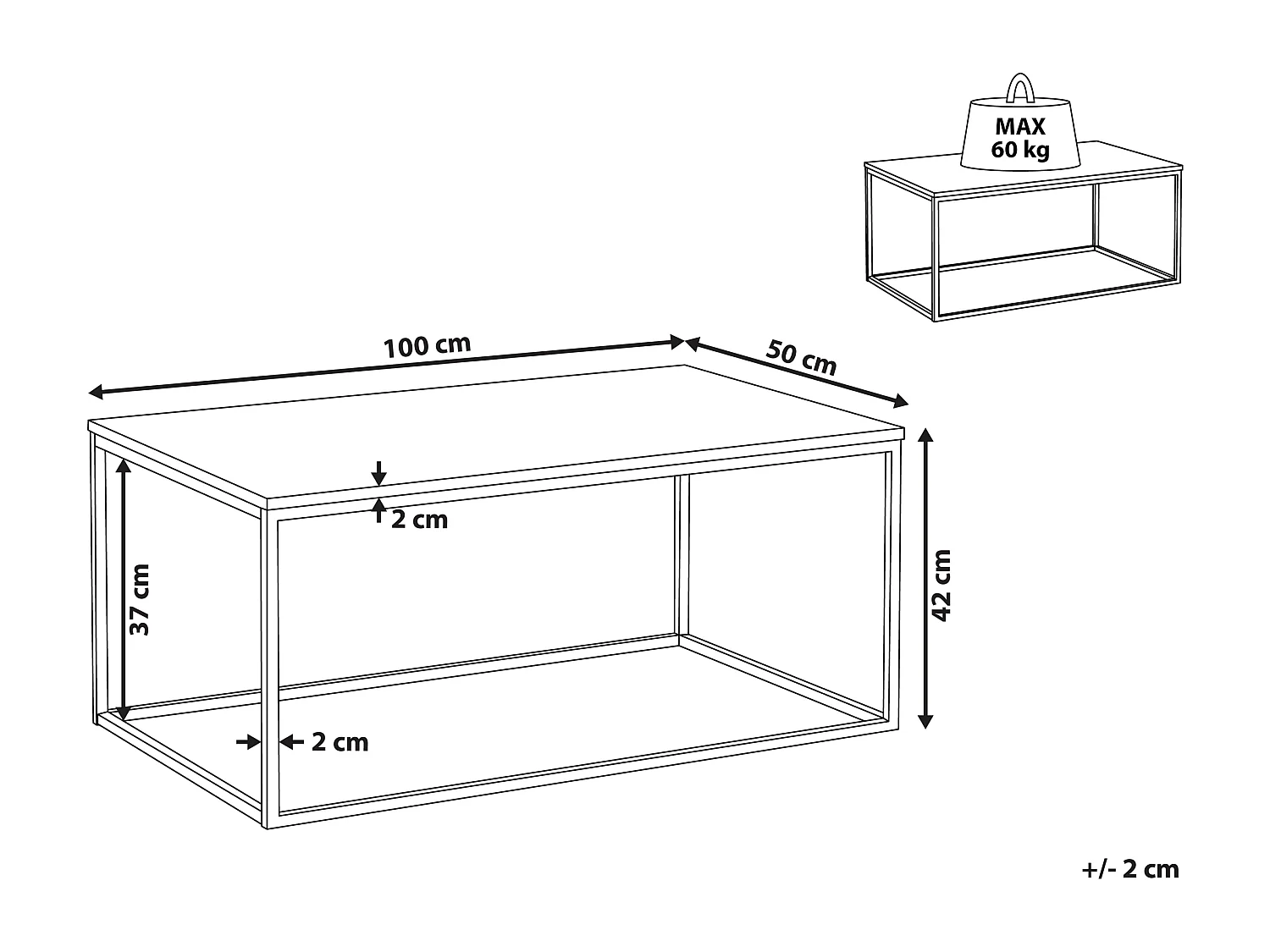 Stylischer Couchtisch im industriellen Stil Medora