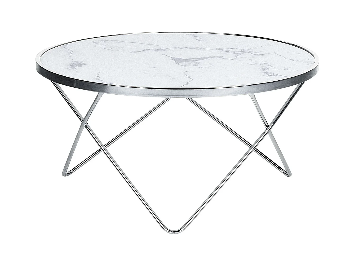 Table basse MERIDIAN Verre de sécurité Marbre/argenté