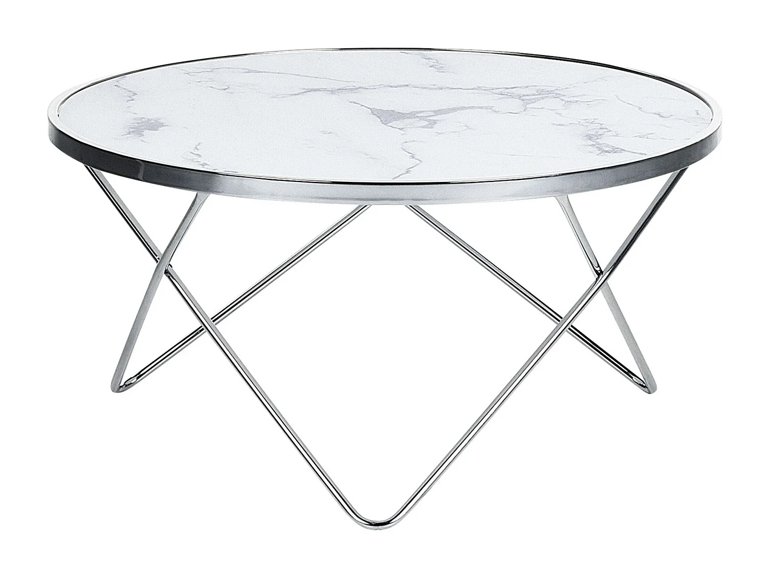 Table basse MERIDIAN Verre de sécurité Marbre/argenté