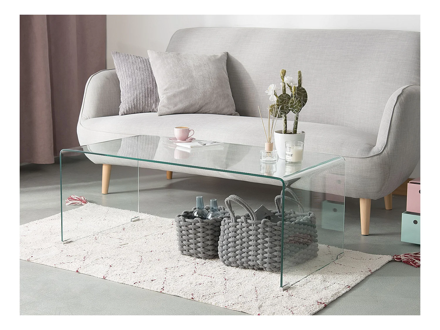 Minimalistischer Couchtisch transparent Glas Kendall