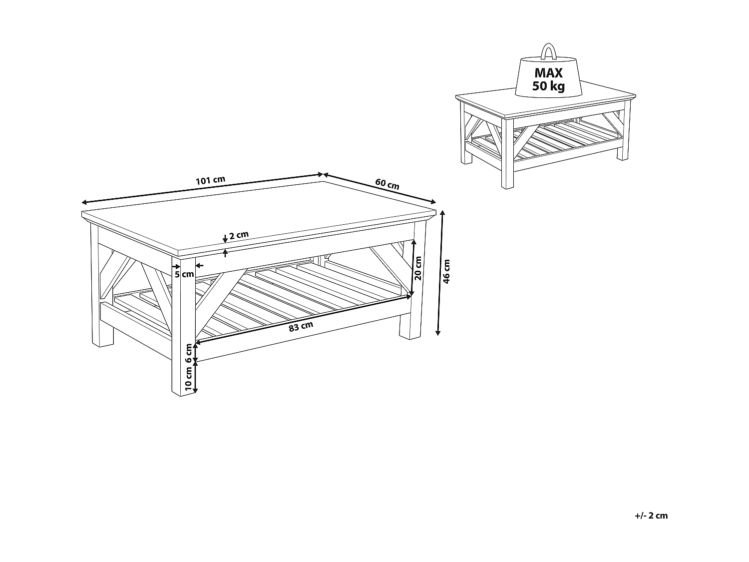 Table basse SAVANNAH Marron/blanc