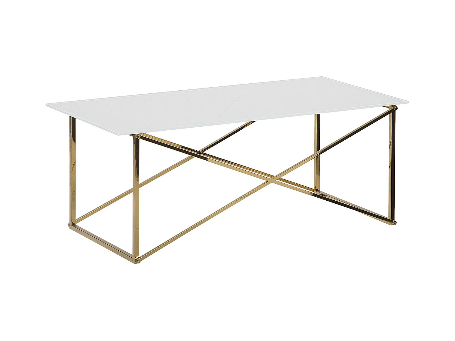 Table basse EMPORIA Verre de sécurité Blanc/doré