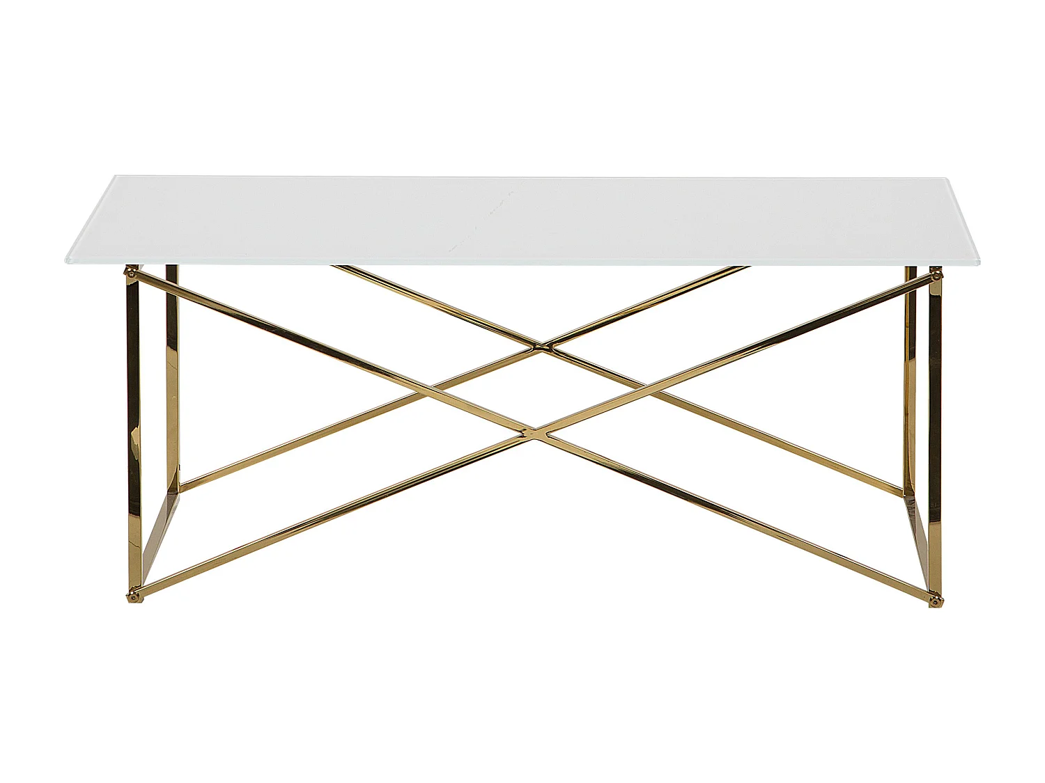 Table basse EMPORIA Verre de sécurité Blanc/doré