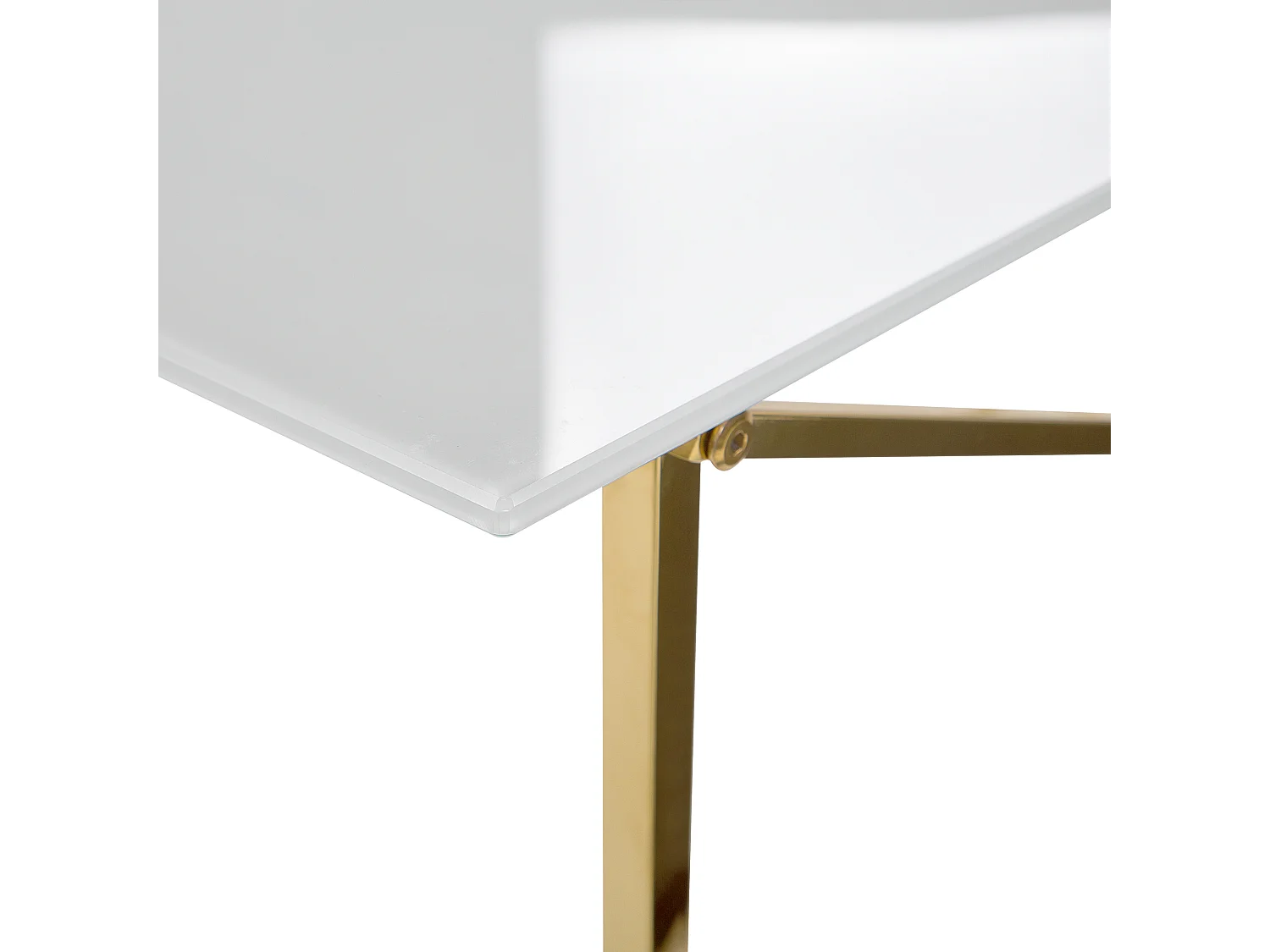 Stolik kawowy EMPORIA Szkło hartowane Biały/ złoty