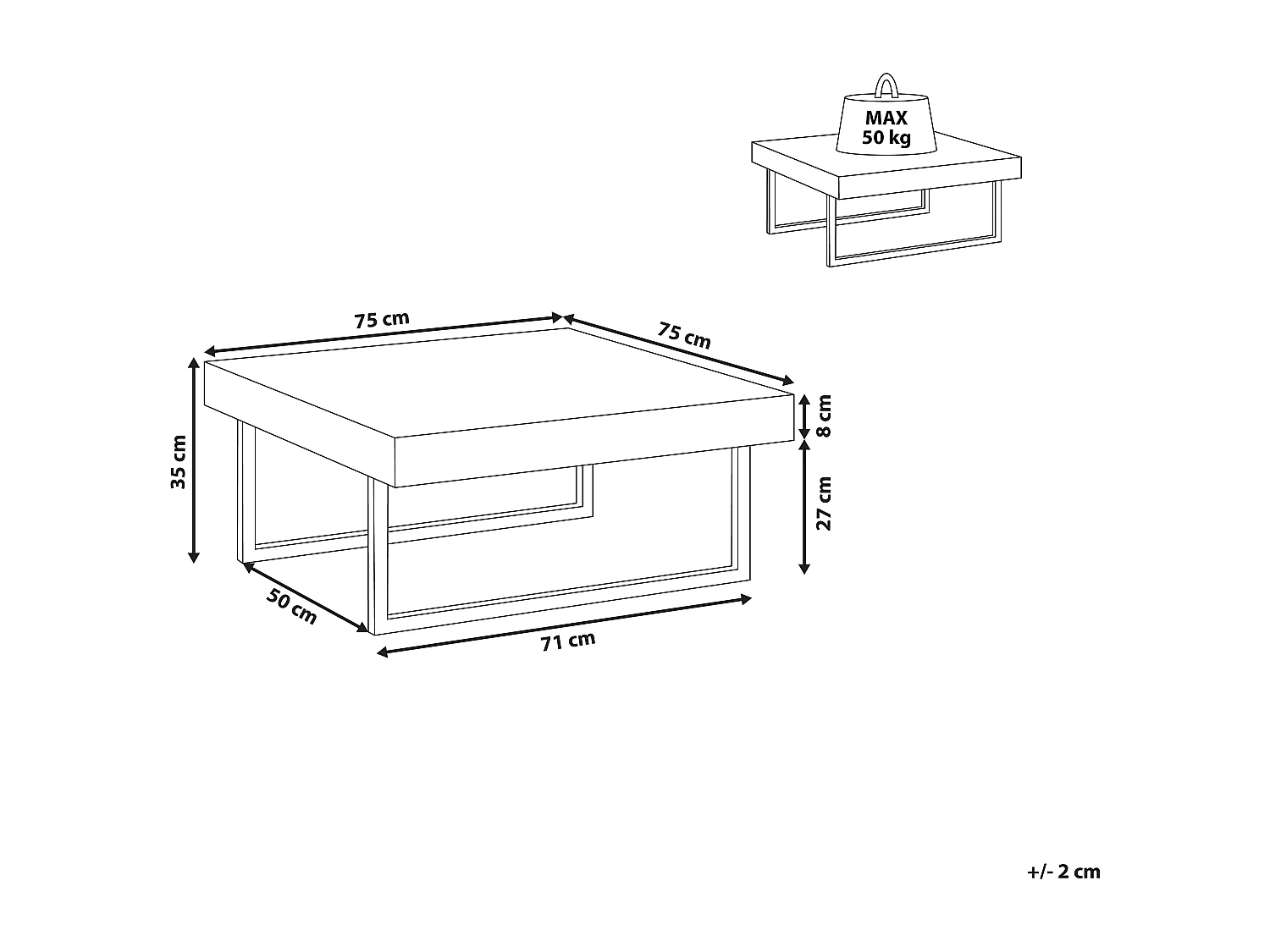 Salontafel DELUZ Grijs beton-effect