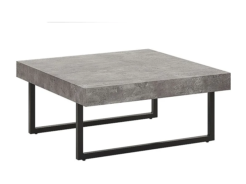 Couchtisch in Betonoptik / schwarze Beine MDF-Platte / Eisen 75 x 75 cm Deluz