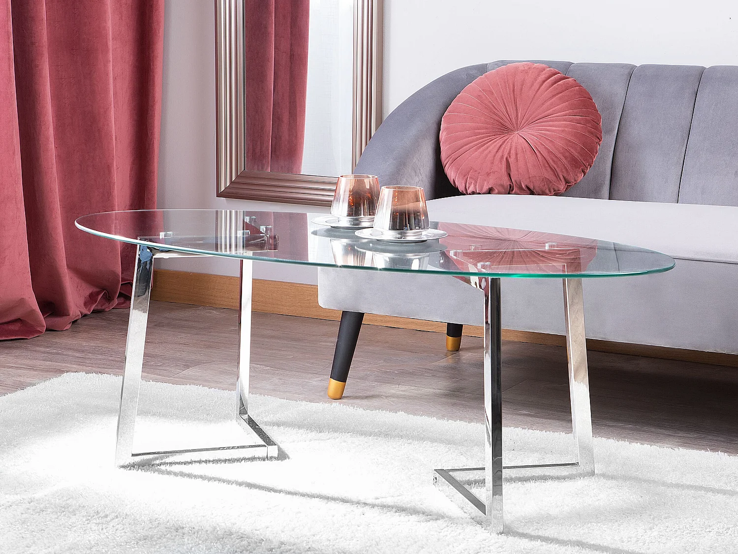 Table basse FRESNO Verre Argenté