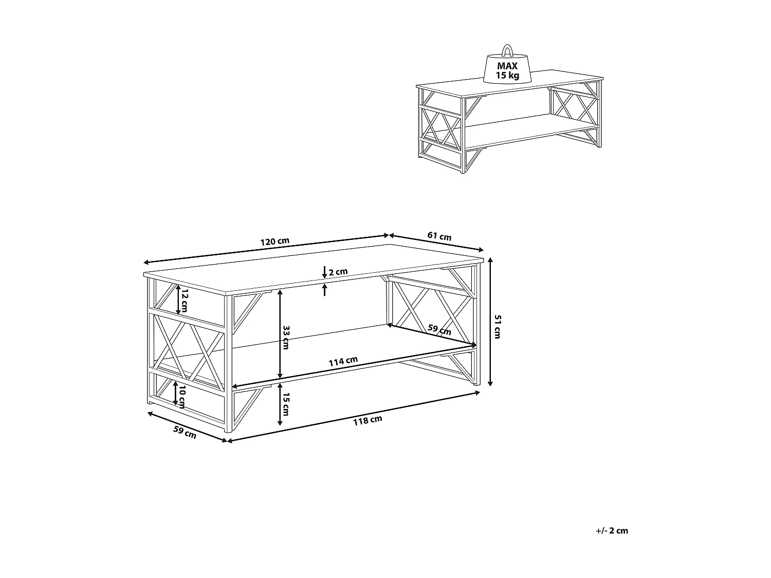 Stolik kawowy BOLTON Beżowoszary