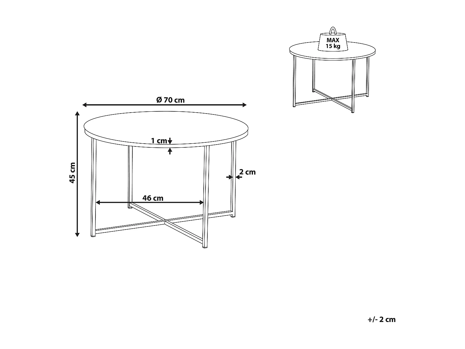 Table basse QUINCY Verre de sécurité Marbre/argenté