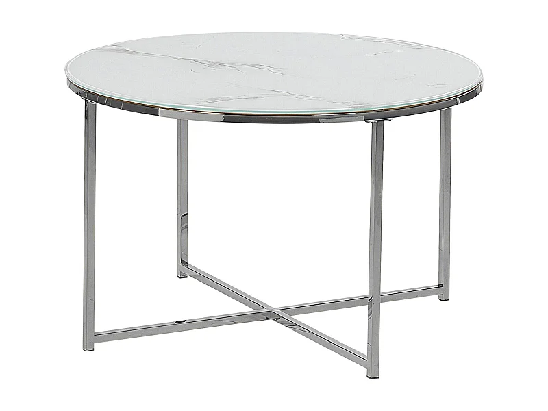 Table basse QUINCY Verre de sécurité Marbre/argenté