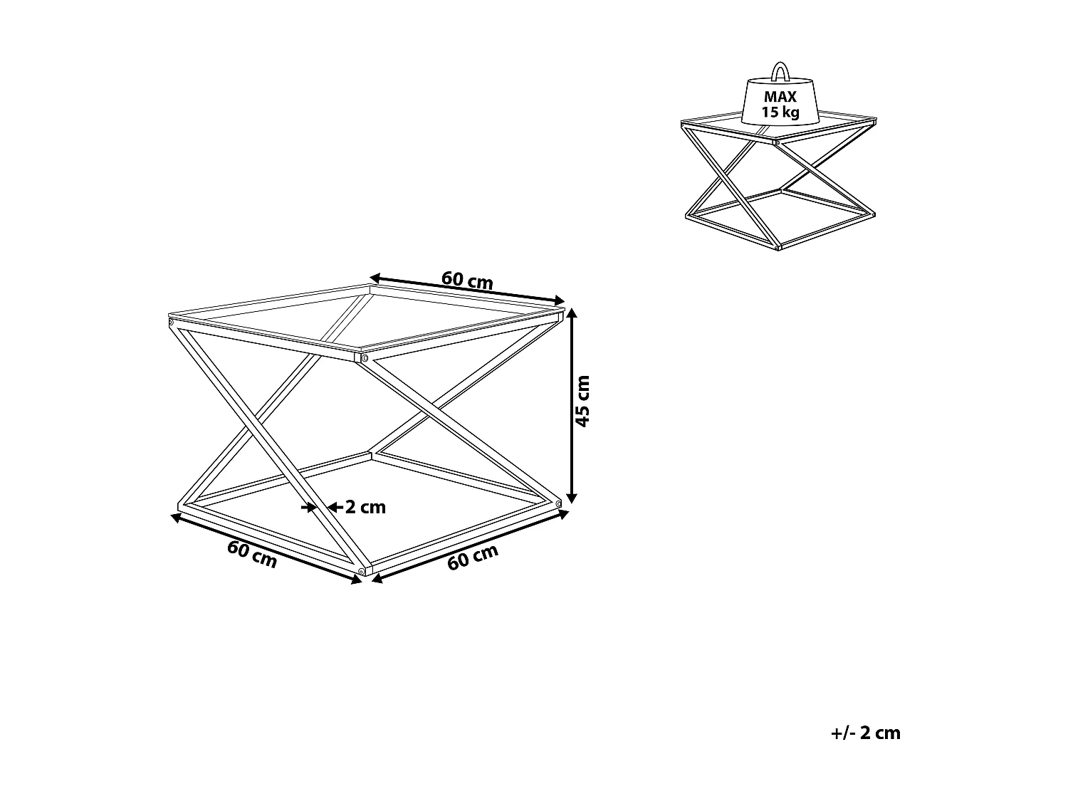 Salontafel BEVERLY Glas Zilver