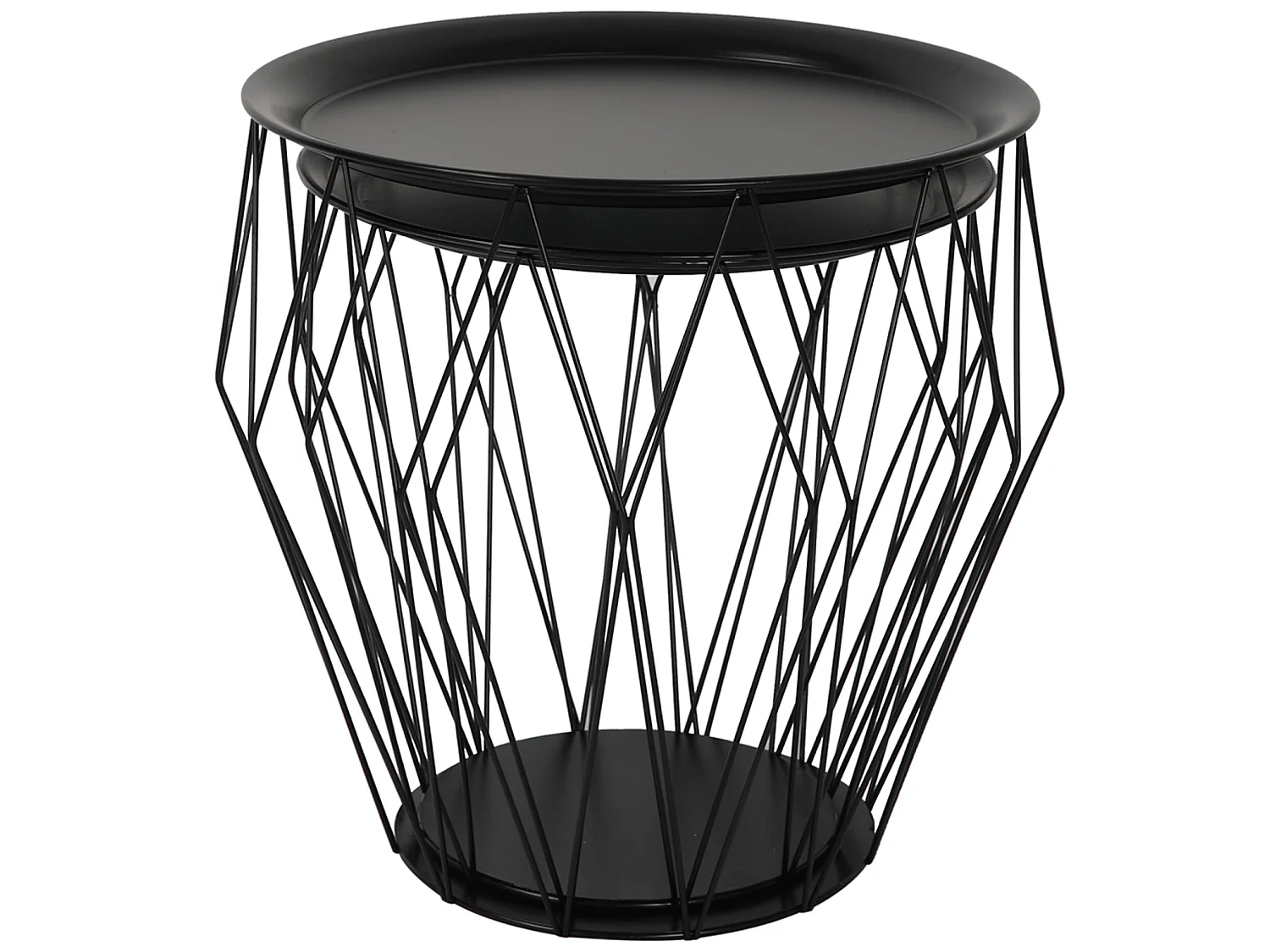 Juego 2 mesas de Centro Kabul con Bandeja en Color Negro y Estructura de Metal en Negro