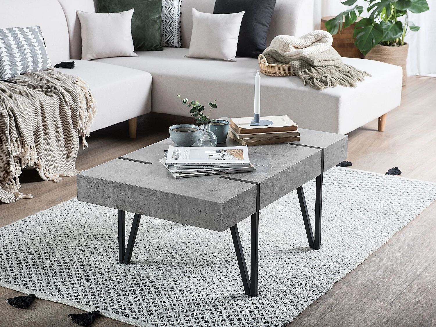 Table basse ADENA Effet béton gris