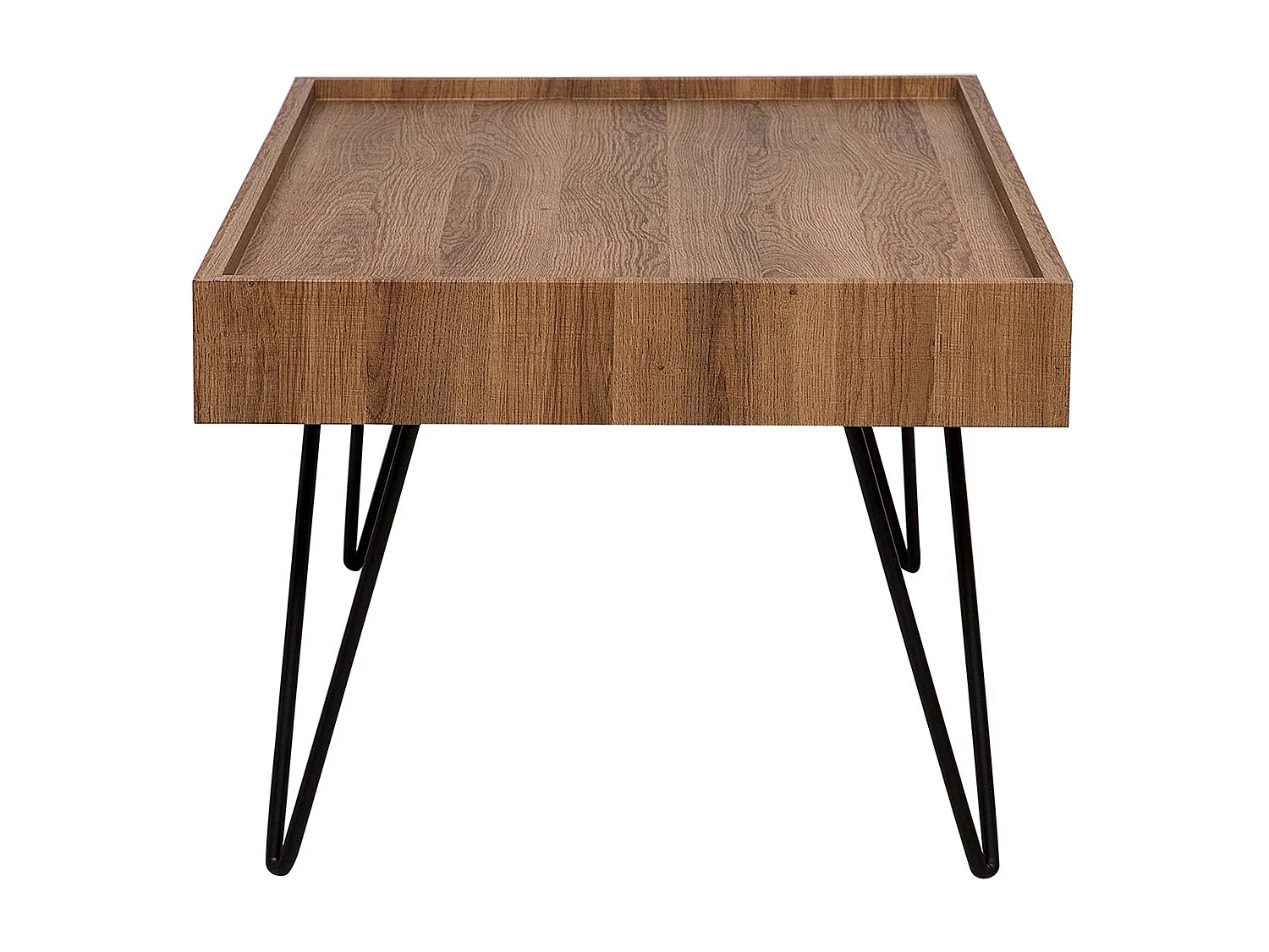 Couchtisch Holzoptik dunkelbraun Metall schwarz Haarnadelbeine 100x60 cm Welton