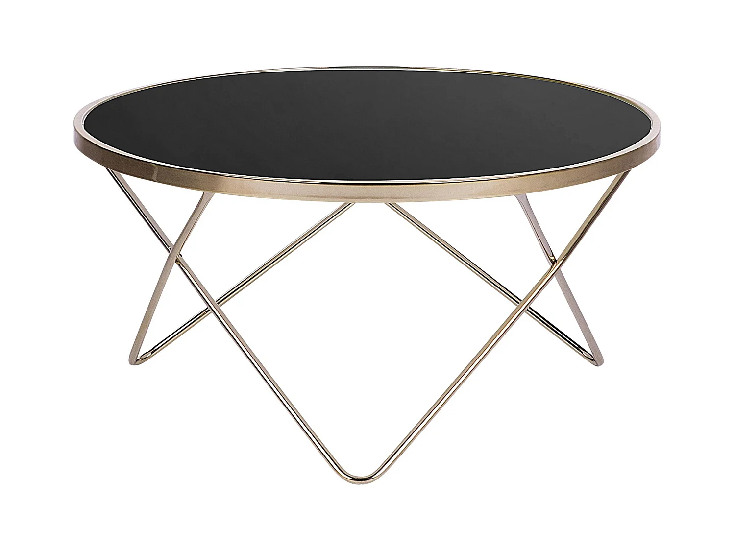 Table basse MERIDIAN Verre de sécurité Noir/doré
