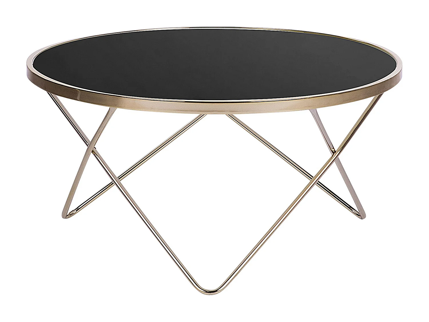 Table basse MERIDIAN Verre de sécurité Noir/doré