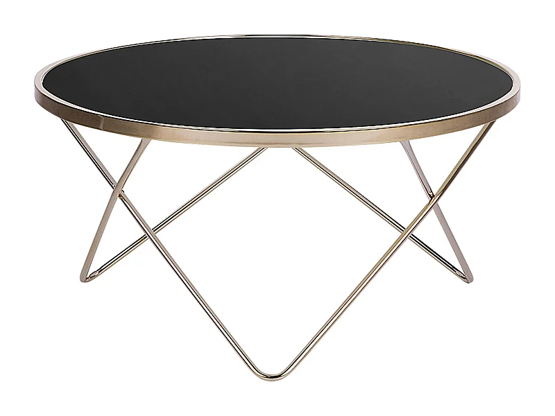 Salontafel MERIDIAN Veiligheidsglas Zwart/goud