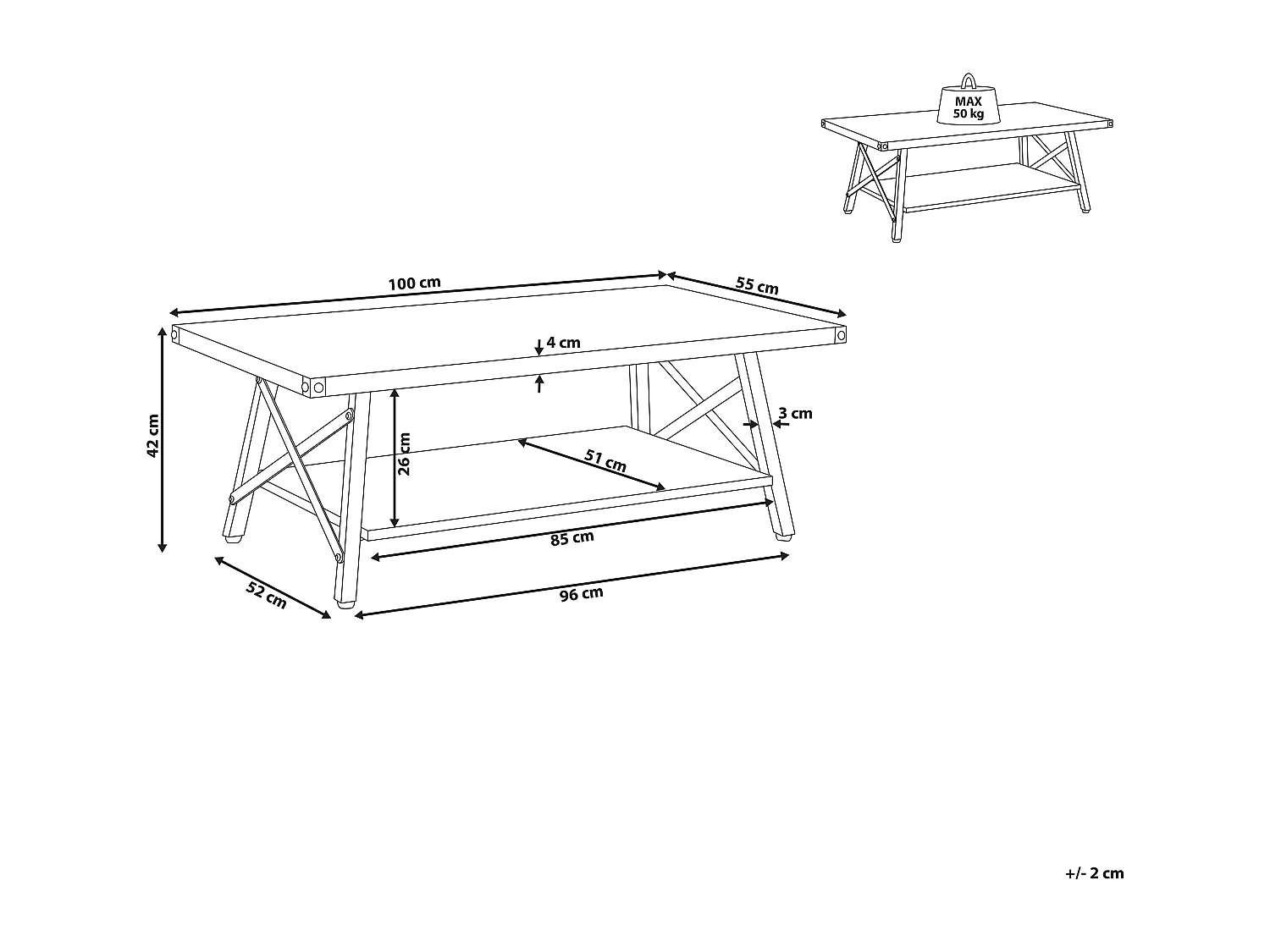Table basse MDF Taupe CARLIN