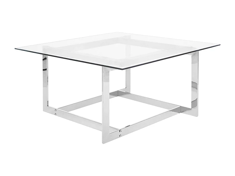 Moderner Couchtisch aus Glas mit Metallgestell Silber Crystal