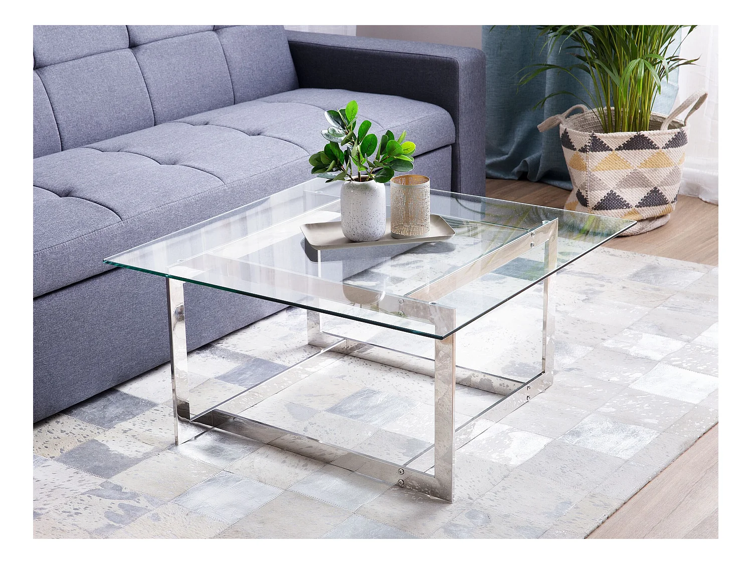 Stolik kawowy CRYSTAL Szkło hartowane Srebrny