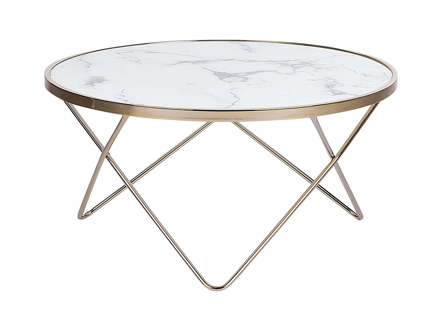 Table basse MERIDIAN Verre de sécurité Marbre/doré