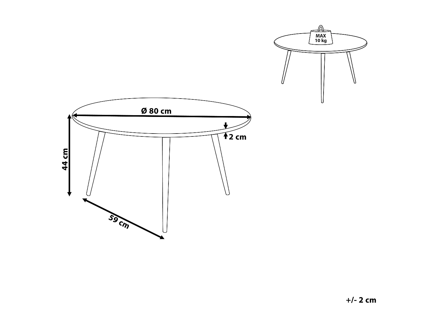 Praktischer runder Kaffeetisch schwarz ⌀ 80 cm TENNESSEE