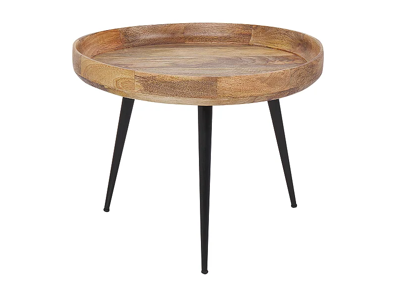 Couchtisch Mangoholz hellbraun / schwarz ⌀ 49 cm EDNA