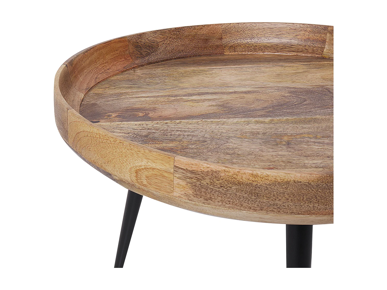 Couchtisch Mangoholz hellbraun / schwarz ⌀ 49 cm EDNA