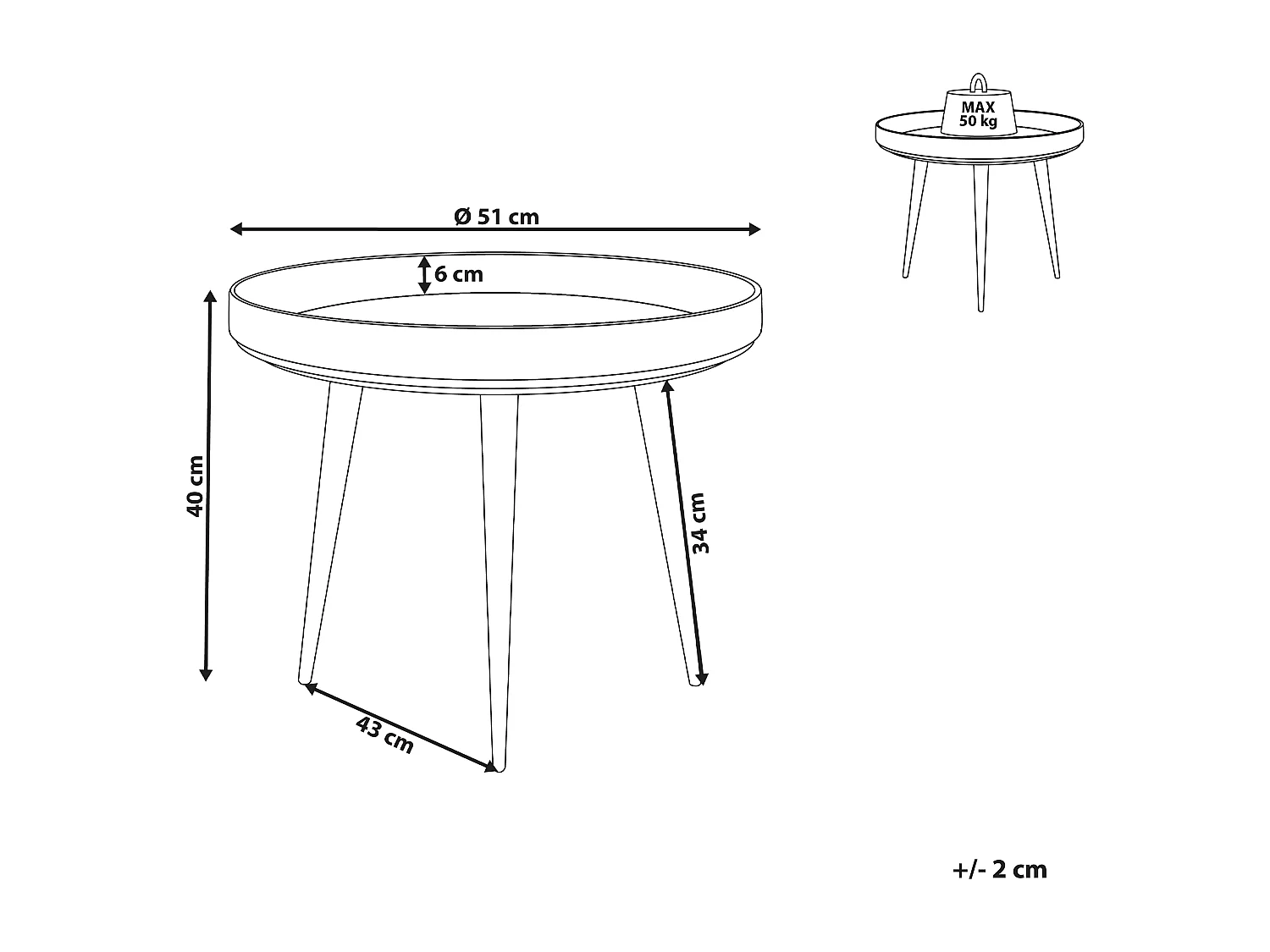 Salontafel mangohout/zwart EDNA