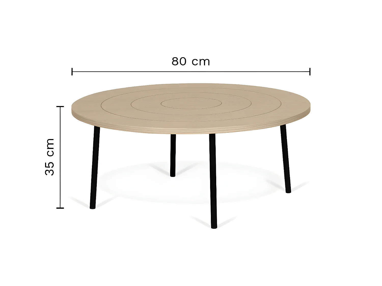 Table basse PLY 80 - chêne clair et métal noir - TEMAHOME