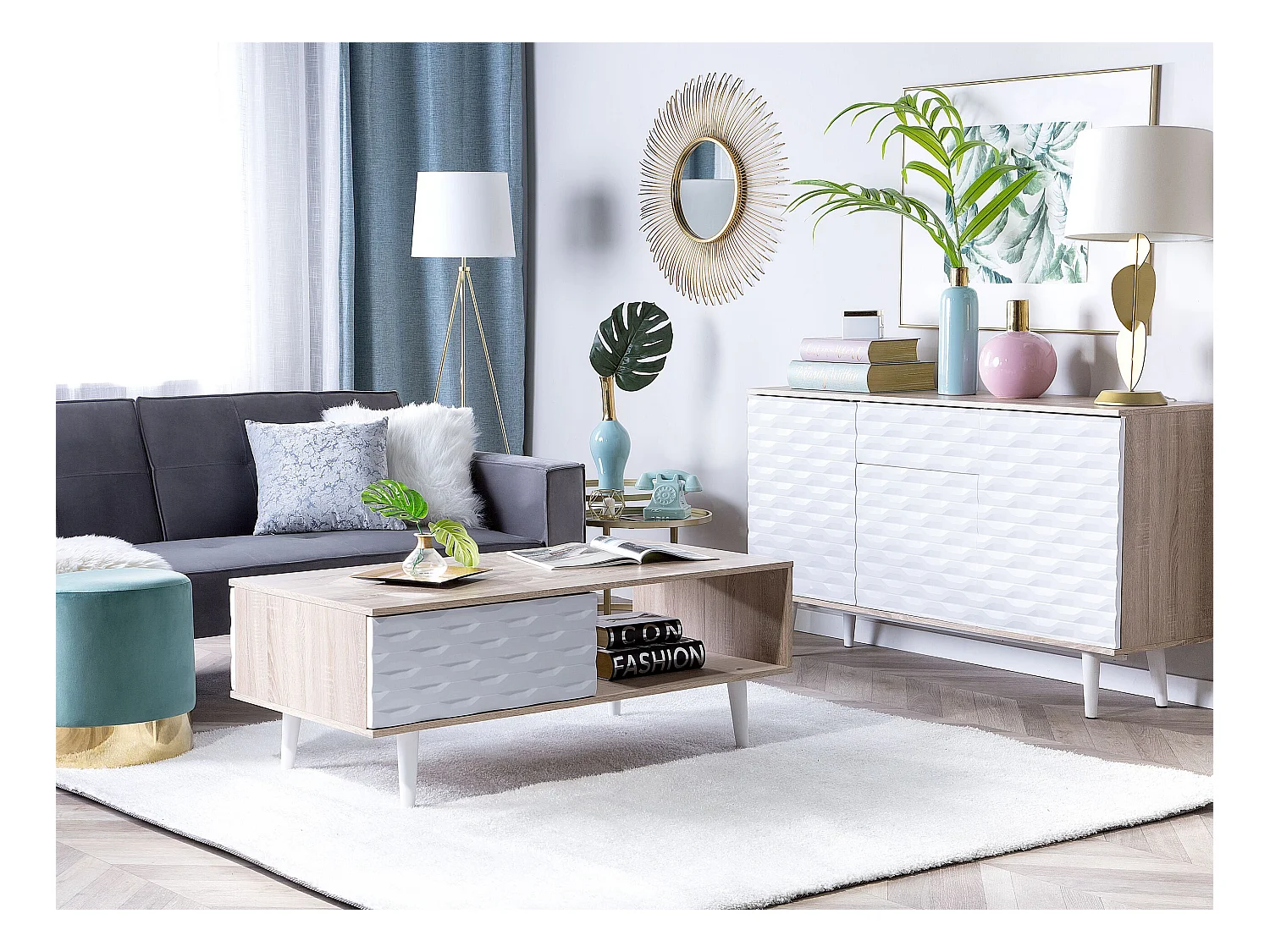 Table basse SWANSEA Marron clair avec rangement