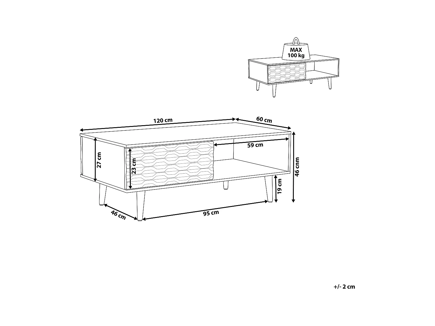 Table basse SWANSEA Marron clair avec rangement